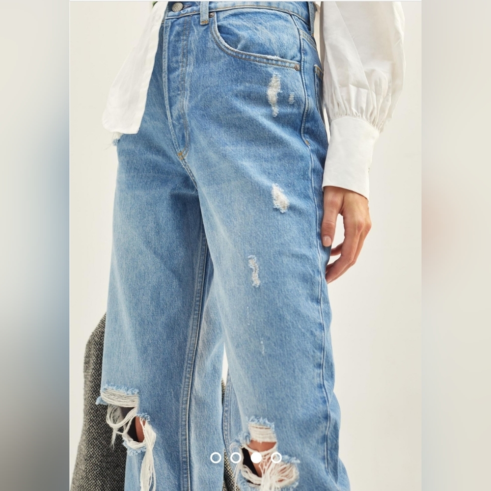 Boyish High Rise The Toby Relaxed Taper Lyocell Distressed Jeans Size 26 , 14" - Picture 9 of 16